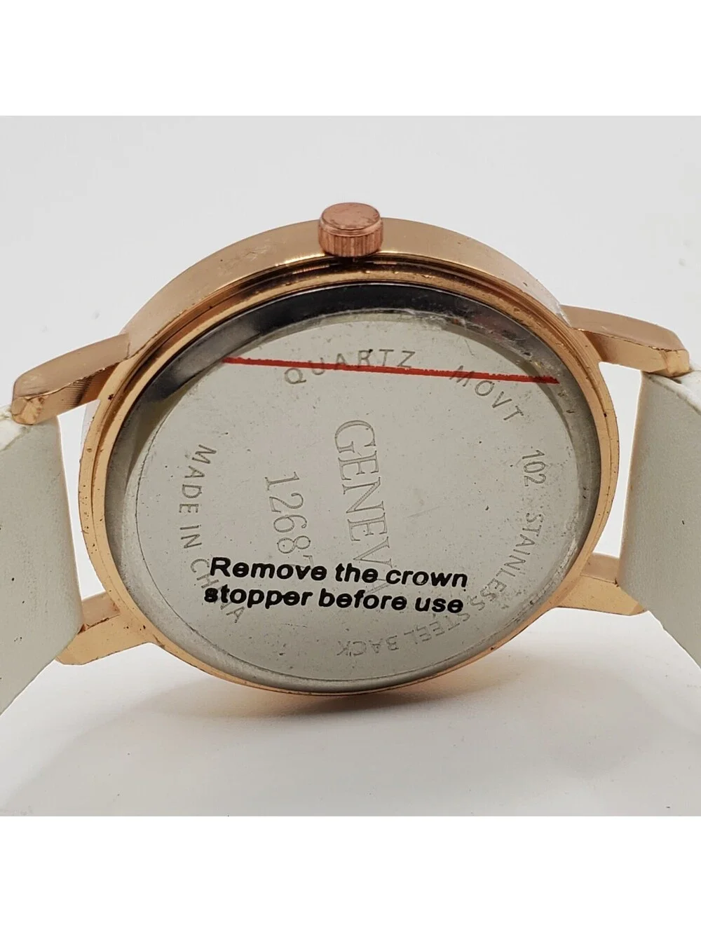 Geneva Watch Women 36mm Marble Style Dial White Band New Battery